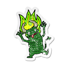 retro distressed sticker of a cartoon demon