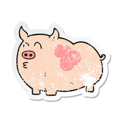 retro distressed sticker of a cartoon pig