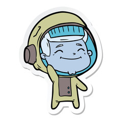 sticker of a happy cartoon astronaut