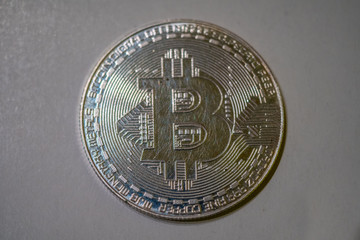 Isolated Bitcoin on white scene