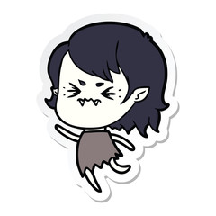 sticker of a annoyed cartoon vampire girl