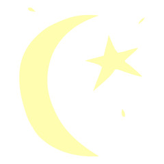 cartoon doodle of the moon and a star