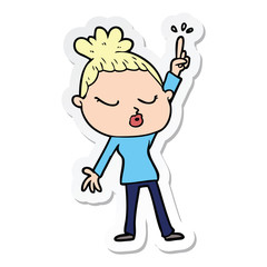 sticker of a cartoon calm woman