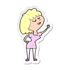 sticker of a cartoon happy woman about to speak
