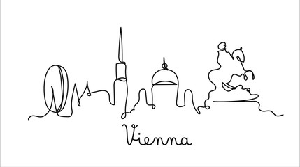 One line style Vienna city skyline. Simple modern minimalistic style vector.