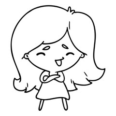 Obraz premium line drawing of a cute kawaii girl