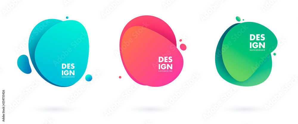 Poster abstract liquid shape. fluid design. isolated gradient waves with geometric lines, dots. vector illu