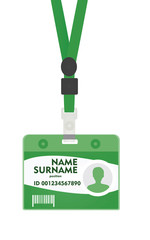 Green  id lanyard. vector illustration