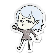distressed sticker of a cartoon vampire girl