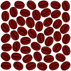 Brown background with coffee beans. Vector illustration