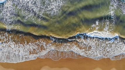 Aerial view of the beach of spain The waves come to the shore an