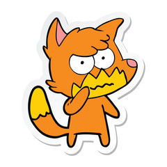 sticker of a cartoon annoyed fox