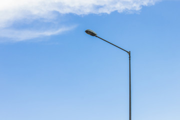 high lantern street infrastructure object on blue sky background, copy space