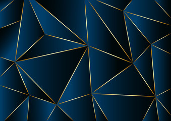 Abstract geometric dark blue background in low poly style. Vector illustration - obrazy, fototapety, plakaty