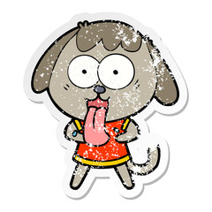 distressed sticker of a cute cartoon dog