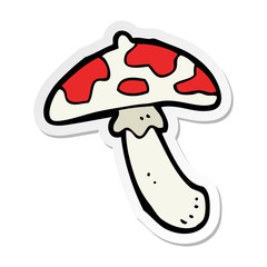 sticker of a cartoon poisonous toadstool