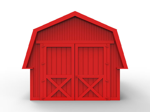 3D render - front view of a red barn