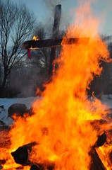 fire/ burning wood/burning cross