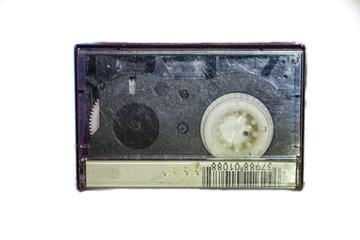 Music cassette on a white background