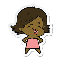 sticker of a cartoon girl pulling face