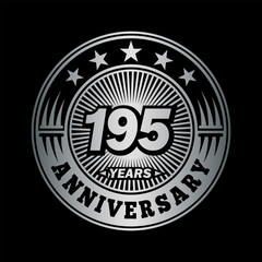 195 years anniversary. Anniversary logo design. Vector and illustration.