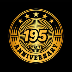 195 years anniversary. Anniversary logo design. Vector and illustration.