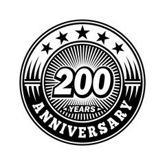 200 years anniversary. Anniversary logo design. Vector and illustration.