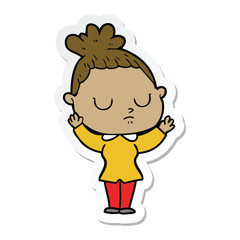 sticker of a cartoon calm woman