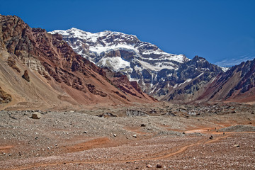 Landscape while climbing to the top of Aconcagua in Argentina.