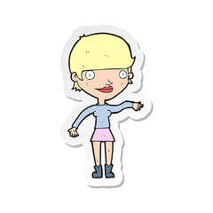 sticker of a cartoon happy woman