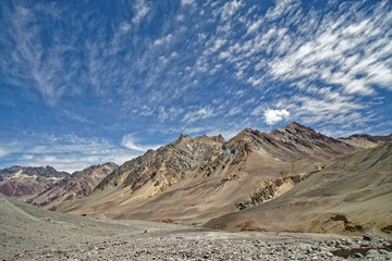 Fototapeta na wymiar Landscape while climbing to the top of Aconcagua in Argentina.