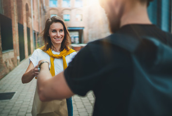 Male courier with bicycle delivered no name shopping bag to the client.Courier delivery food...