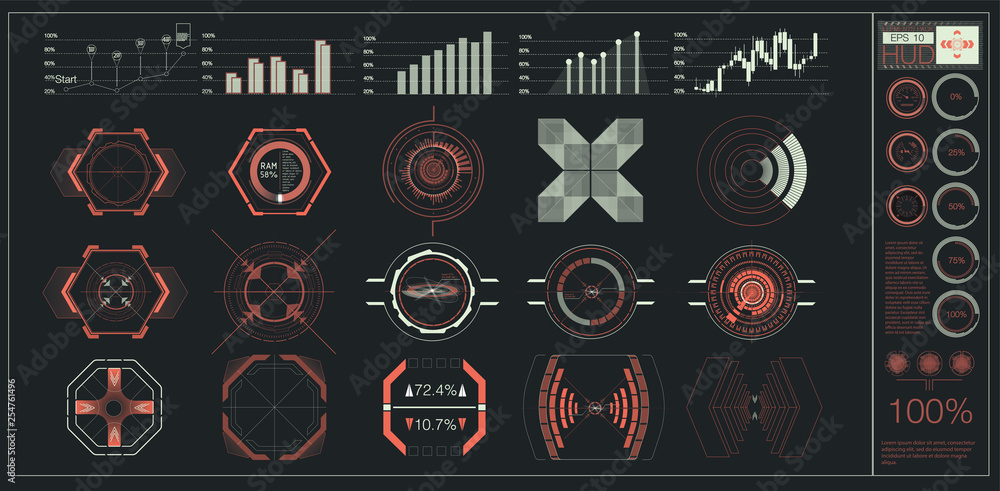 Poster hud elements,graph.vector illustration.head-up display elements for the web.