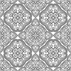 Seamless geometric line pattern in eastern or arabic style. Exquisite monochrome texture. Black and white graphic background, lace pattern