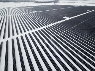 Fototapeta premium Winter Solar Energy Station in Saran City in Kazakhstan