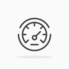 Speedometer icon in line style. Editable stroke.