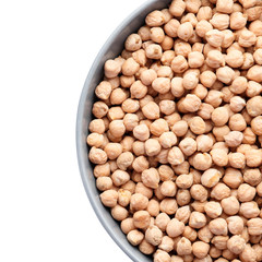 Chickpea in bowl isolated on white background