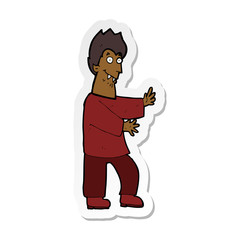 sticker of a cartoon vampire waving hands