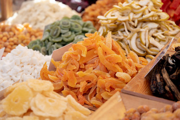 Mix from dried fruits in bowl