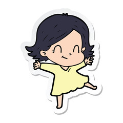 sticker of a cartoon friendly girl