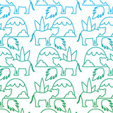 degraded line lion with plant leaves and mountains background