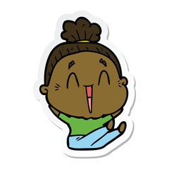 sticker of a cartoon happy old lady