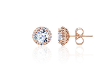 Earrings isolated, with crystals and diamonds.