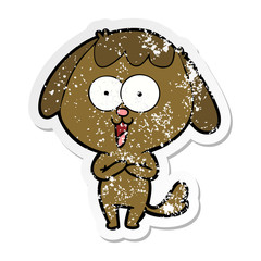 distressed sticker of a cute cartoon dog