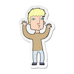 sticker of a cartoon anxious man