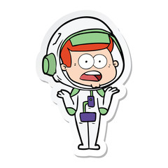 Obraz premium sticker of a cartoon surprised astronaut