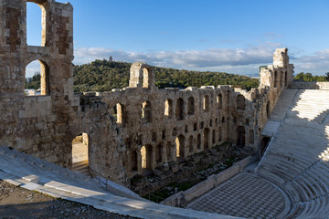 Ruins of Odeon of Herodes Atticus in the Acropolis of Athens, Attica, Greece
