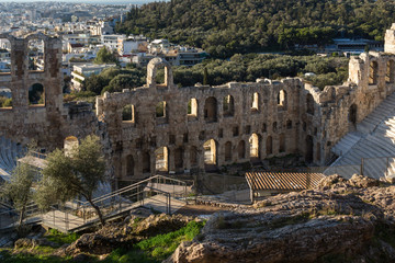 Fototapeta na wymiar Ruins of Odeon of Herodes Atticus in the Acropolis of Athens, Attica, Greece