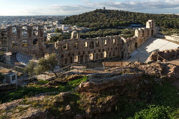 Fototapeta premium Ruins of Odeon of Herodes Atticus in the Acropolis of Athens, Attica, Greece