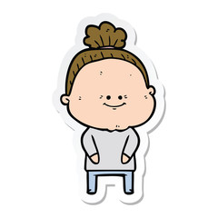 sticker of a cartoon happy old woman